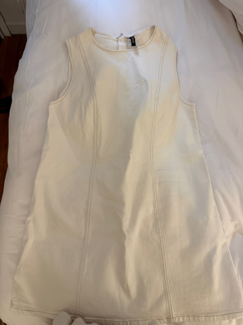 HM white denim shift dress